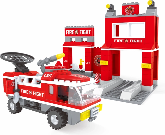 Set de construction compatible BLOXO caserne de pompiers, 260 pièces