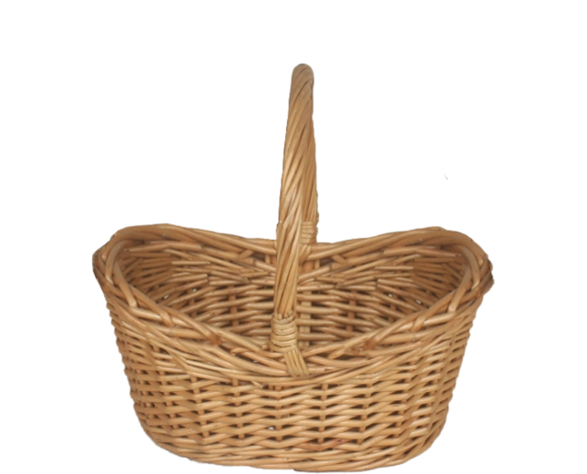 Panier en osier naturel avec anse, ovale 24 × 17 × 11/21 cm