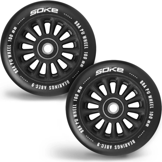 Roues Soke pour trottinette 100 mm noires, 2 pièces