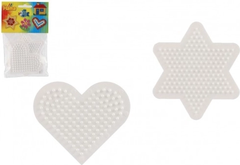 Plaques pour perles à repasser Hama MIDI – étoile et cœur, plastique, 2 pcs