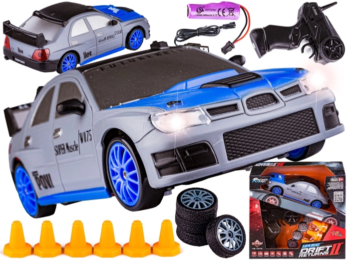 Voiture RC drift 1:24 2,4 GHz 4WD argentée - 1 pièce
