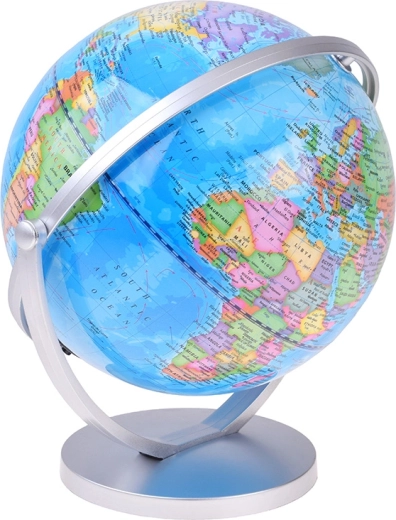 Globe rotatif sur support argenté