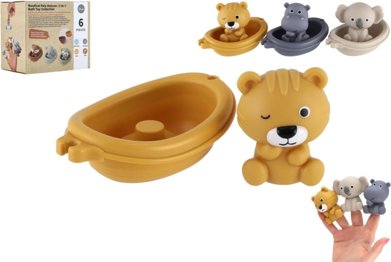 Bateaux en caoutchouc pour le bain avec petits animaux, set