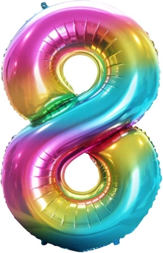 Ballon en aluminium chiffre 8 arc-en-ciel 85 cm
