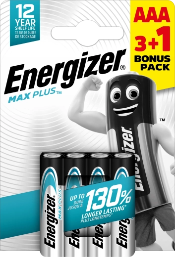 Energizer Max Plus AAA piles alcalines 3+1 gratuit, 4 pcs
