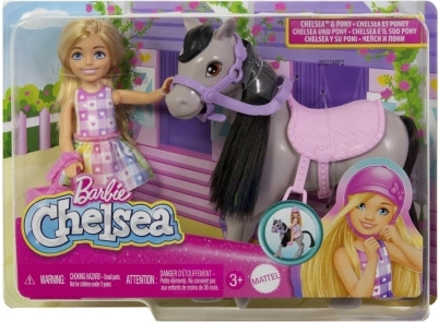 Barbie Chelsea à poney – set de jeu équestre avec casque