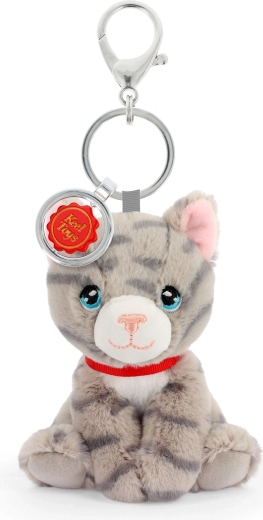 Keeleco porte-clés de sac chat gris 12 cm