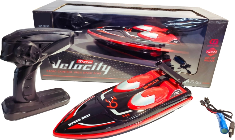 Bateau de course R/C High Speed 1:16 noir-rouge