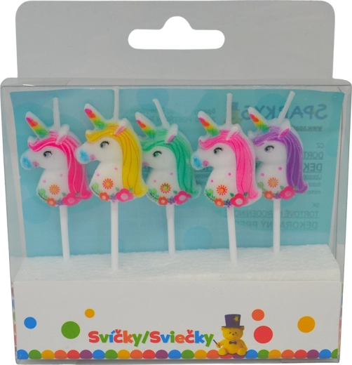 Bougies d’anniversaire licorne avec supports, 5 pcs