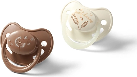 BabyOno sucettes anatomiques en silicone 18+ mois, lot de 2 (jour + nuit avec poignée phosphorescente)