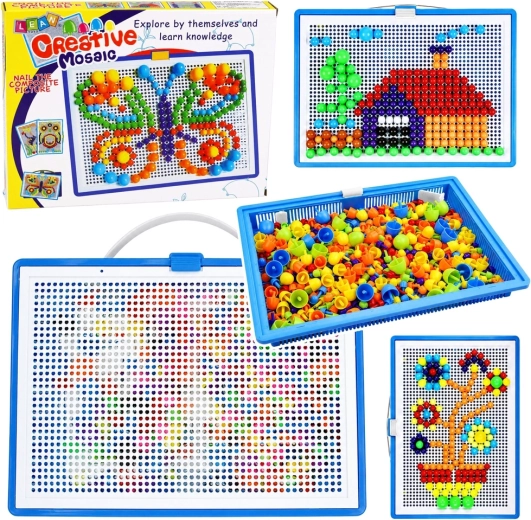 Mosaïque créative avec picots colorés dans une mallette (env. 300 pièces)