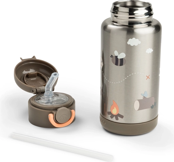 Done by Deer bouteille isotherme avec paille Tiny trails sable 340 ml