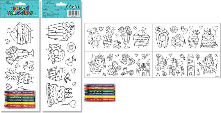 Livre de coloriage autocollant de voyage CONCORDE avec 6 crayons de cire