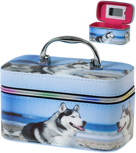 Trousse de toilette pour enfant Adar S avec miroir, fermeture éclair et motif chien