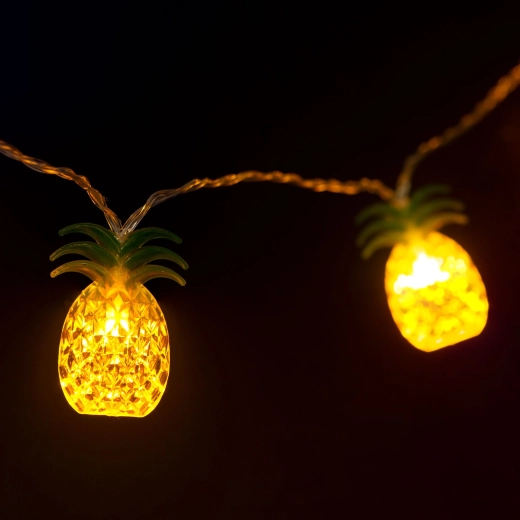 Guirlande lumineuse LED avec ananas, 1,65 m, 10 LED, blanc chaud