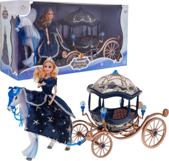 Carrosse magique avec poupée Bleu