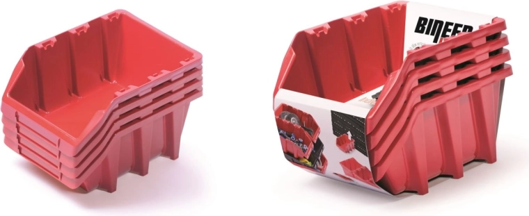 Ensemble de boîtes de rangement BINEER Long, 4 pièces, rouge