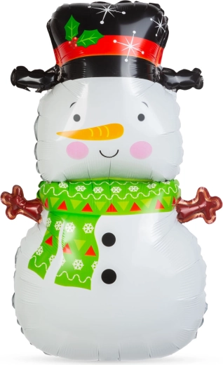 Ballon en aluminium de Noël en forme de bonhomme de neige, 81 × 49 cm