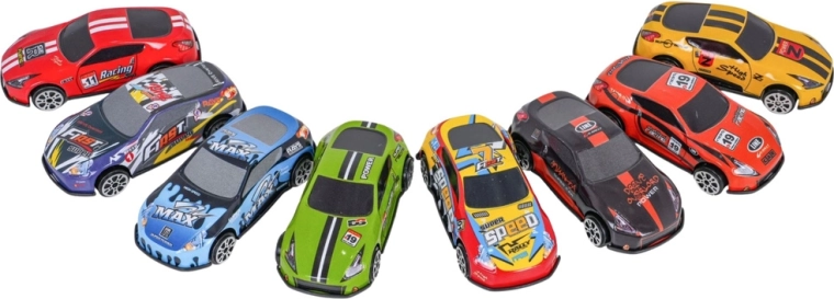 Set de 8 petites voitures en métal avec accessoires