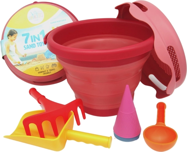 Compactoys set de sable pliable 7-en-1 rouge
