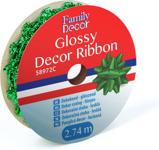 Ruban décoratif brillant vert 2,74 m
