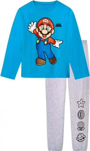 Pyjama pour enfant Super Mario turquoise et gris