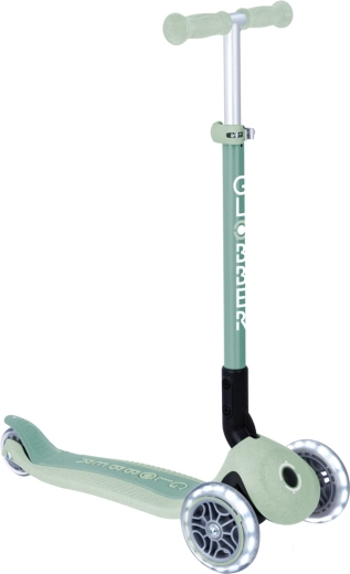 Globber Primo Foldable Lights Ecologic – trottinette enfant pliable à trois roues, pistache