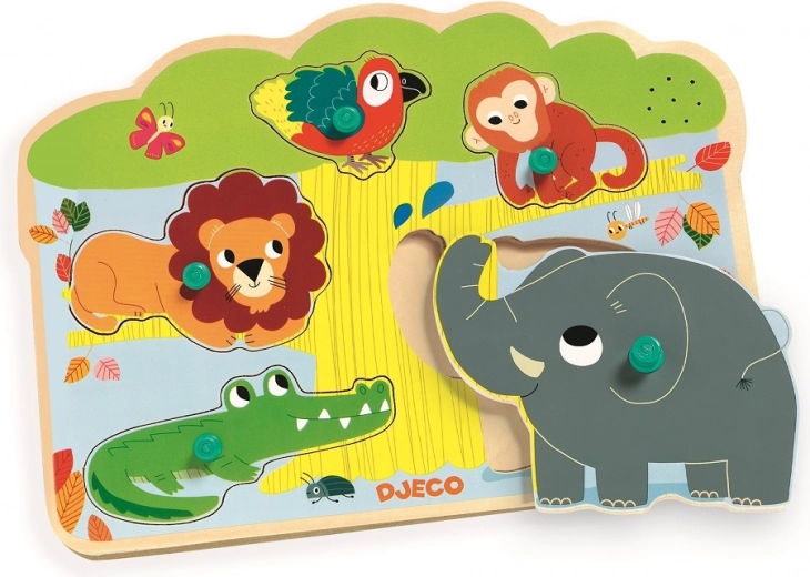 Puzzle à encastrer Animaux de la jungle avec sons Djeco