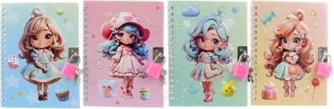 Carnet avec cadenas – motif petite fille