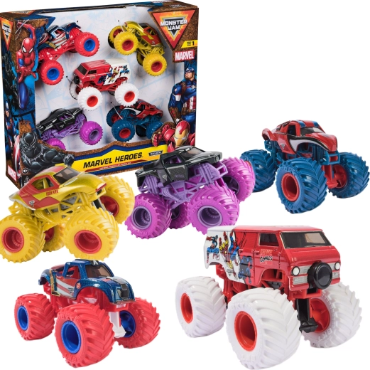 Monster Jam lot de 5 mini monster trucks Marvel Heroes 1:64