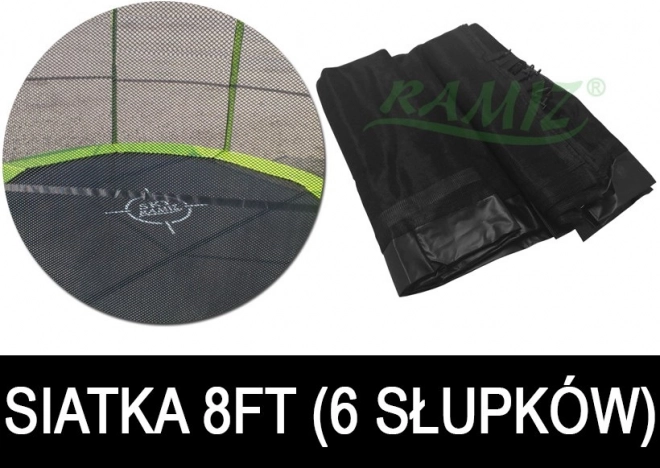 Filet de protection SkyRamiz pour trampoline de jardin 244 cm (8 ft) – 6 gaines pour poteaux