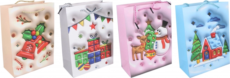 Sac cadeau de Noël L 31 × 40 × 12 cm - 1 pièce
