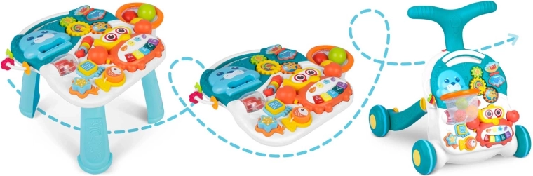3 en 1 : trotteur, table et panneau d’activités