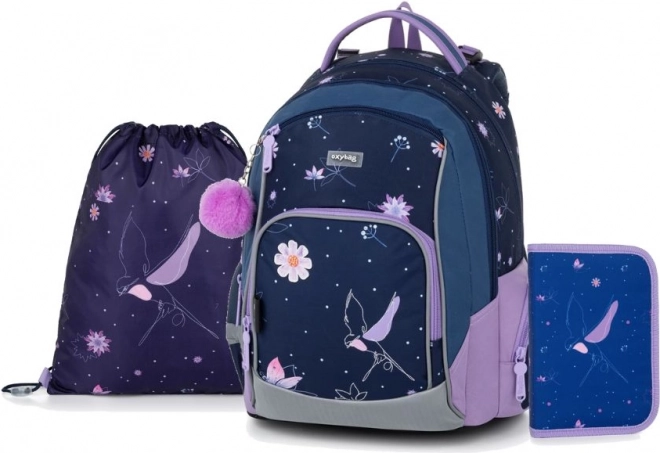Set scolaire OXY GO fleurs – sac à dos, sac de sport et trousse