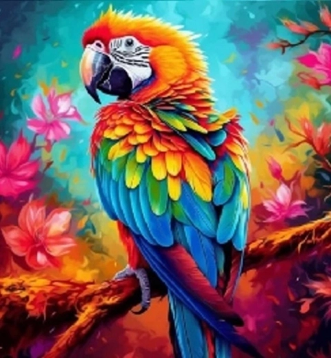 Norimpex Peinture par numéros Perroquet coloré à la huppe 40 × 50 cm
