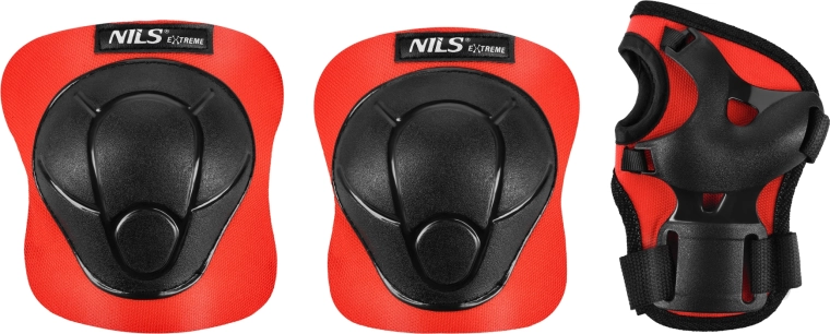 Ensemble de protections pour patins et skateboard NILS Extreme H210 rouge – M