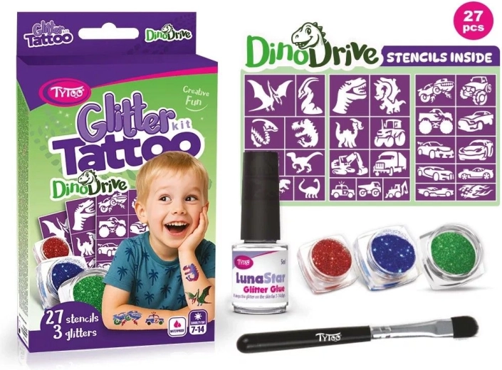 Lot de tatouages pailletés DinoDrive