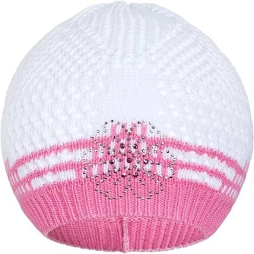 Bonnet tricoté New Baby fleur rose