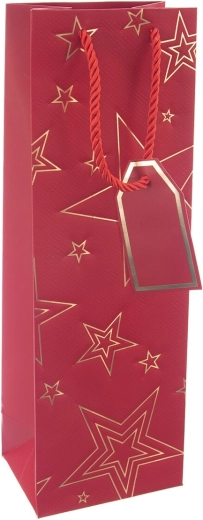 Sac cadeau en papier pour vin rouge avec motif étoiles