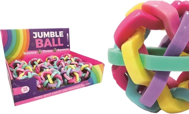 Petite balle pastel en forme de pelote (12 pcs en présentoir de vente)
