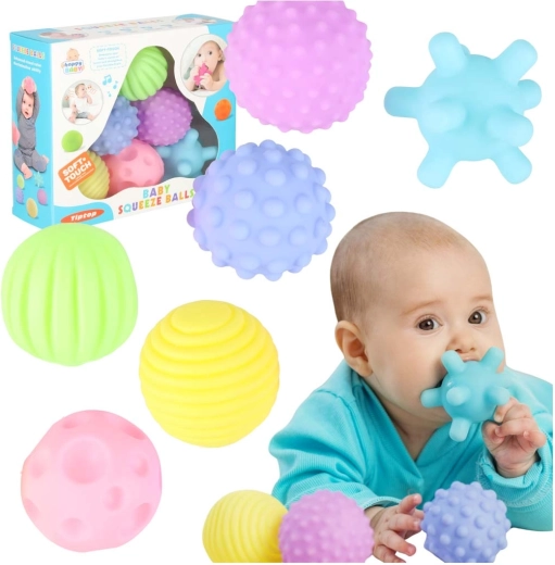 Ballons sensoriels souples pour bébés, lot de 6
