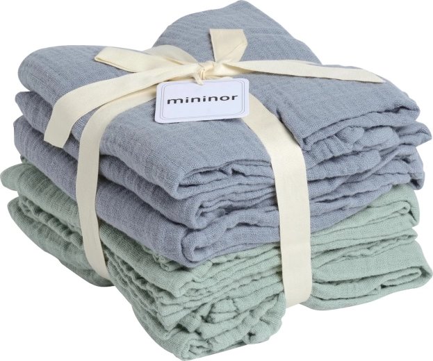 Couches en mousseline biologiques Mininor Grey Seal/Willow Green (6 pcs)