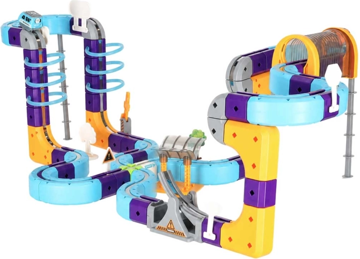 Piste 3D avec virages, ponts et tunnel