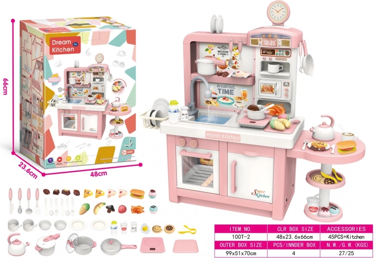 Méga cuisine enfant rose avec accessoires