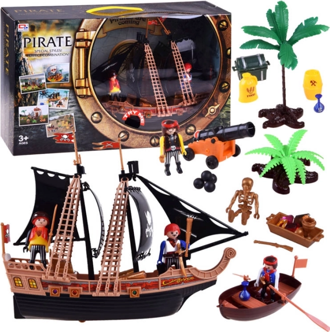Bateau pirate – coffret de jeu avec figurines, canon et effets lumineux et sonores