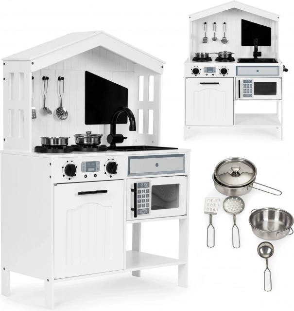 Cuisine enfantine en bois avec four, micro-ondes et brûleurs ECOTOYS