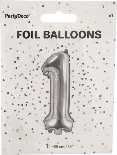 Ballon en aluminium argenté chiffre 1 – 35 cm