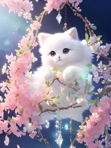 NORIMPEX peinture par numéros Chat blanc sur une branche 40 × 50 cm