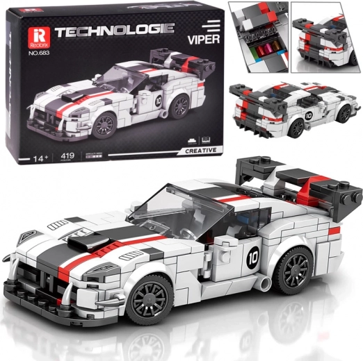 Jeu de construction technique – supercar Viper blanche avec aileron, 419 pièces