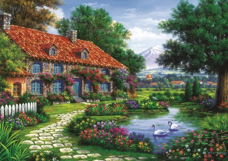 Puzzle Jardin avec des cygnes 1500 pièces ART PUZZLE